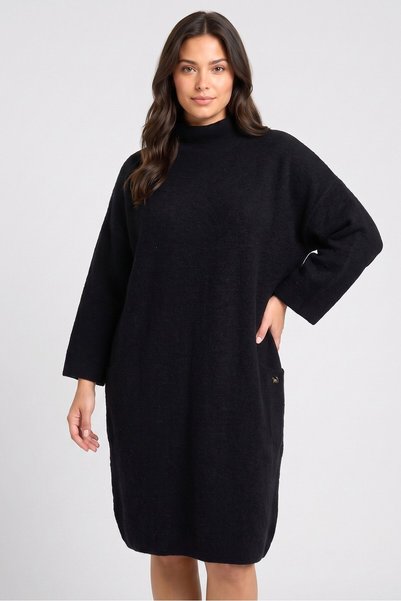 CLAIRE Women Knitted Sweater Dress, Black