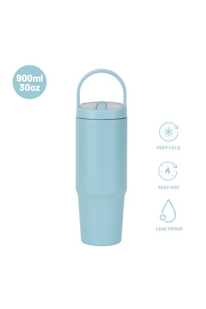 Generic Double Wall Insulated Ice Tumbler Leakproof Foldable Straw Handle Wid...