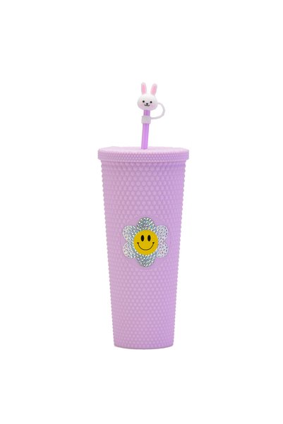 Generic Double Wall Plastic Straw Cup 710ml Bow Tie DIY Sticker Travel Tumbler