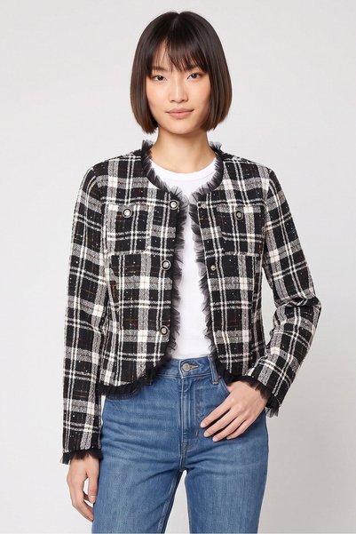Walter Baker Women Long Sleeve Plaid Cardigan, Multicolor