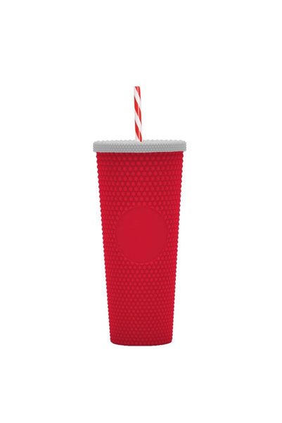 Generic Double Wall Plastic Straw Tumbler 710ml Durian Shape Portable Travel Cup