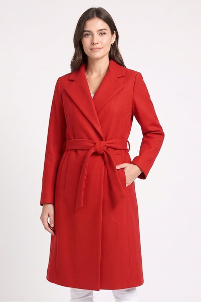Sam Edelman Women Textured Trench Coat, Red