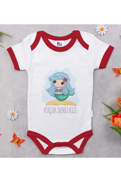 Bk Gift BK Kids Red Baby Bodysuit with Little Mermaid Design - 1 en125303