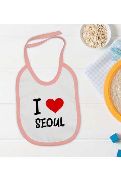 Bk Gift BK Kids "I Love Seoul" Pink Baby Bib - Model 1 en121536