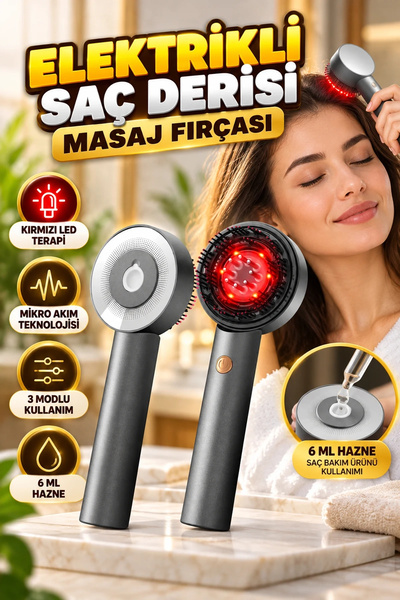 canrodi Red LED and Microcurrent Electric Scalp Massage Brush – 3 Modes, 6 ml...