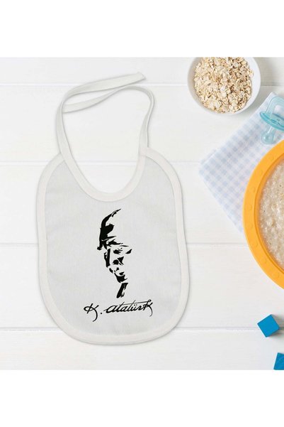 Bk Gift BK Kids Atatürk-Themed White Baby Bib - 22