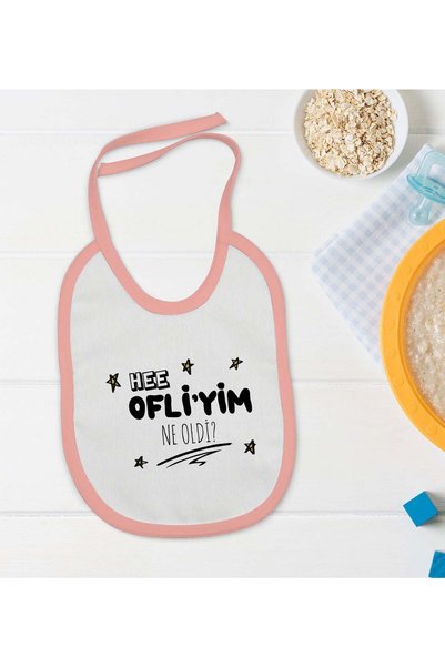 Bk Gift BK Kids "I'm at the Office—What Happened?" Patterned Pink Baby Bib - ...