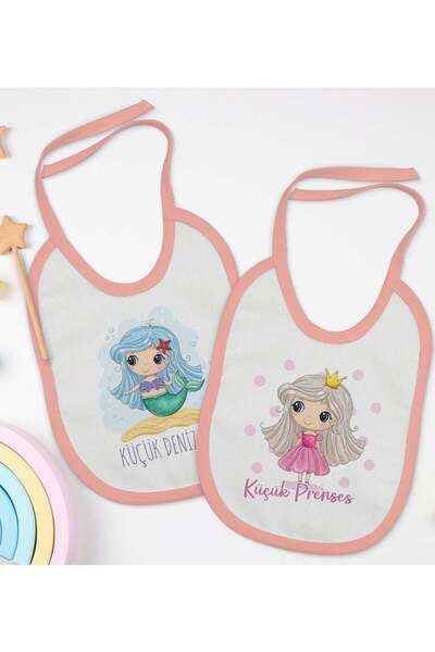 Bk Gift BK Kids Little Mermaid and Princess-Themed 2-Pack Pink Baby Bibs-1