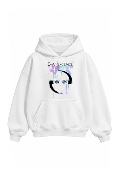 GRAFTTEE CLOTHING هودي سويت شيرت كبير الحجم للجنسين بطبعة "إيفانيسنس" مع جيب ...