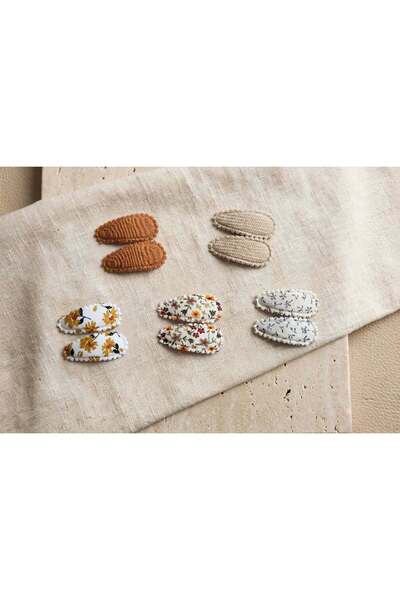 LİNACO Baby Girl Hair Clips: Set of 6 Fabric-Covered Patterned Snap-Fastened ...