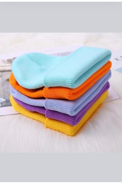 TNR SPORT Women's Foldable Blue-Orange-Purple-Fuchsia-Yellow 5-Piece Beanie Set