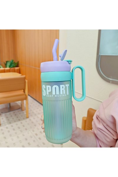 Generic Plastic Straw Handle Cup Large Capacity Frosted Travel Tumbler