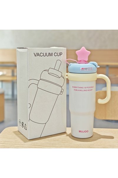 Generic Stainless Steel Ice Tumbler Star Lid Large Handle Vacuum Straw