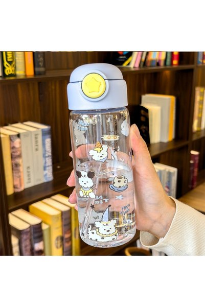 Generic Plastic Flip Lid Straw Cup Student Large Capacity Portable Bottle