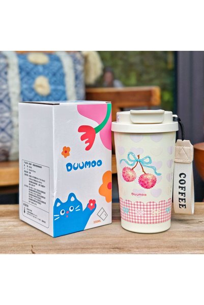 Generic Stainless Steel Coffee Cup Floral Lychee Dual Drink Straw Cold