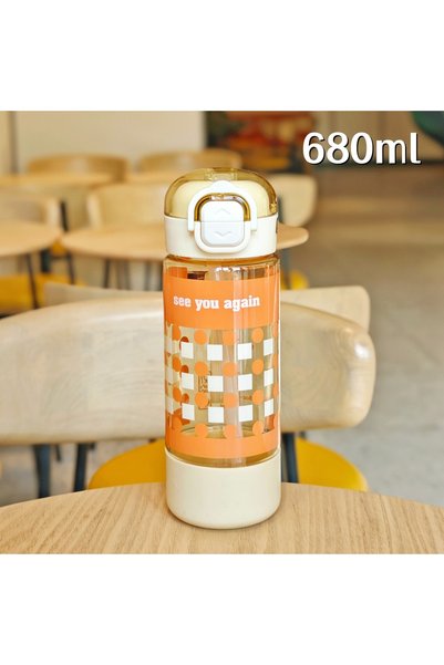 Generic Student Plastic Dual Drink Straw Cup Portable Sports Water Bottle