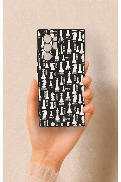 Vip Case Samsung Note 20 Ultra Compatible Chess-Themed Patterned Silicone Case