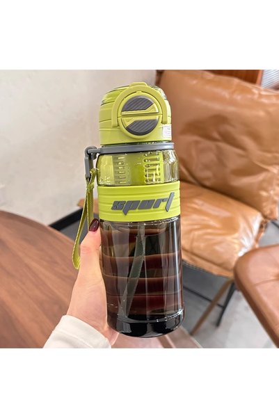 Generic Plastic Dual Drink Straw Sports Cup Straight Body Tea Tumbler