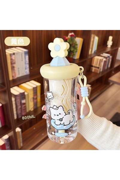 Generic Plastic Flower Tea Straw Cup Tea Compartment Tea Separation Bottle