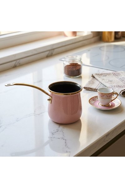 EMAYE EVİM LARGE SIZE 10 CM 750 ML PINK ENAMEL COFFEE POT FOR BOILING EGGS