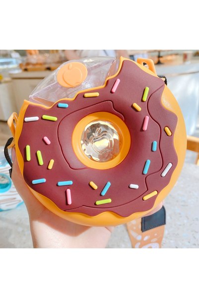 Generic Donut Shape Kids Straw Cup Strap Dinosaur Student Portable Bottle