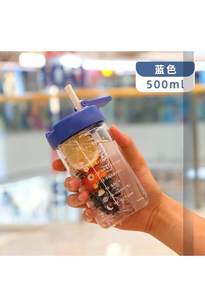 Generic Foldable Glass Fruit Tea Straw Cup Removable Filter Large Portable