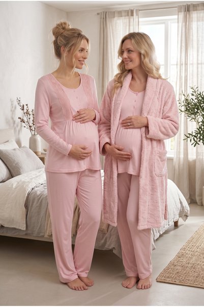 Lohusa Dünyasi Women's Powder Lace Long Sleeve Nursing Detailed Maternity Paj...
