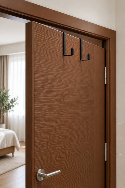 Edora Home Siyah Çift Kancalı Metal Kapı Arkası Askılık, Çok Amaçlı Pratik Ev Düzenleyici