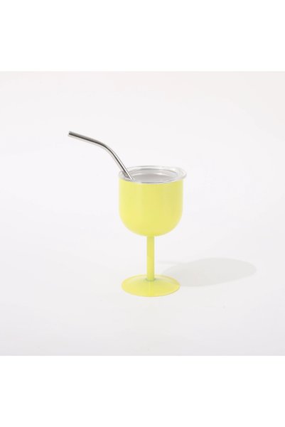 Generic كوب نبيذ صغير معزول من الفولاذ المقاوم للصدأ مع مقبض وقشة