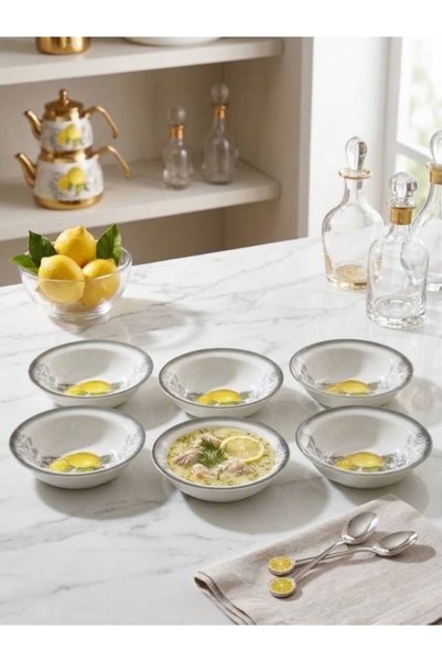 Güral Porselen 6-L Lemon-Patterned Soup Bowl