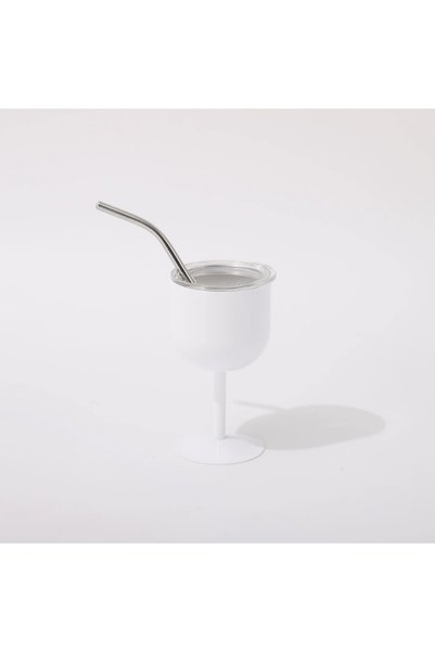 Generic كوب نبيذ صغير معزول من الفولاذ المقاوم للصدأ مع مقبض وقشة