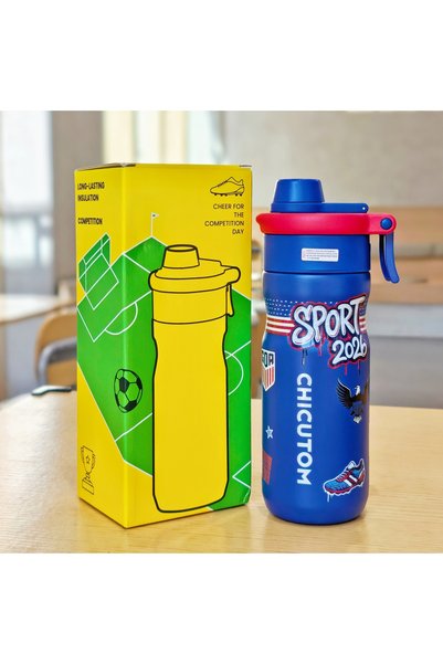 Generic Spray Insulated Sports Straw Cup Large Vacuum Cold Student Bottle