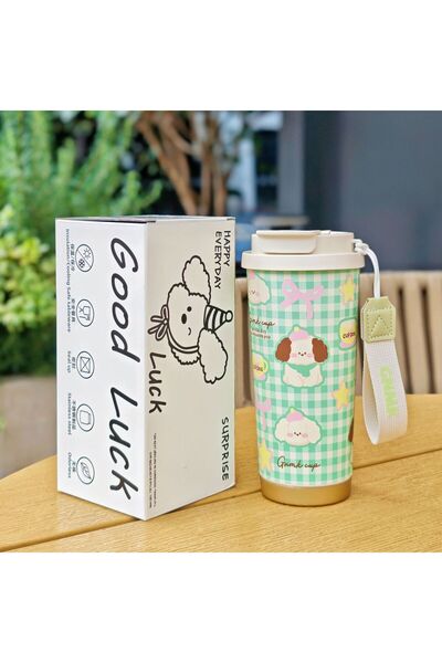 Generic Stainless Steel Vacuum Insulated Bear Coffee Cup Dual Drink Straw Office