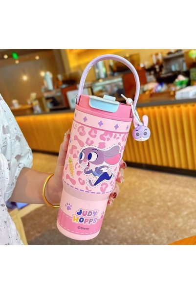 Generic Stainless Steel Dual Drink Insulated Cup Straw Handle Student Portable
