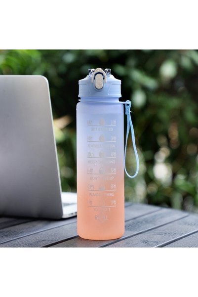 Generic Frosted Plastic Sports Water Bottle 750ml Straw Outdoor Travel