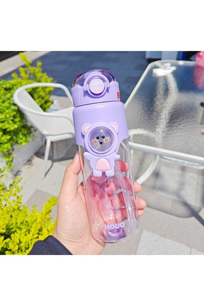 Generic Plastic Straw Water Cup Flip Lid with Lanyard Student Travel Tumbler