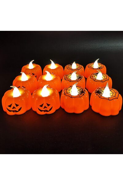 LCHYI 12 PCS Halloween LED Pumpkin & Spider Candle Lights - Flameless Creativ...