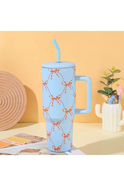Generic كوب سيارة معزول من الفولاذ المقاوم للصدأ بتصميم فيونكة ثلاثية الأبعاد...