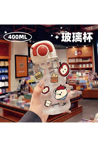 Generic Borosilicate Glass Dual Drink Straw Cup Heat Resistant Portable
