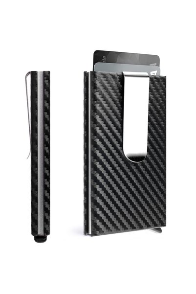 KASTWAVE محفظة رفيعة للرجال، محفظة من ألياف الكربون مزودة بتقنية حجب RFID، حا...