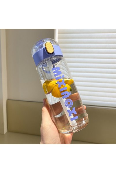 Generic Kids Borosilicate Glass Straw Cup Flip Lid Heat Resistant Water Bottle