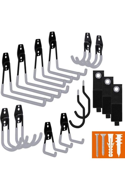 GENERAL Garage Hooks, 4 Pack Wall Mount Storage Hanger with 2 Extension Cord ...