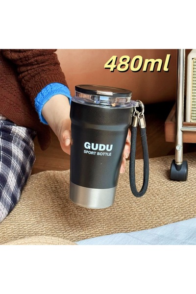 Generic كوب قهوة مزدوج الاستخدام مصنوع من الفولاذ المقاوم للصدأ 316، مع مقبض،...