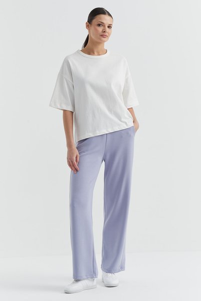 PAULMARK Women's Elastic Waist Sweat Bottoms with Side Stripe Detail
