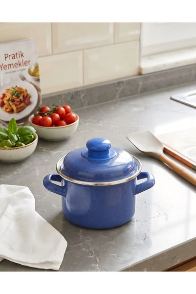 EMAYE EVİM 14 CM, 900 ML, NAVY BLUE ENAMELED POT, BABY FOOD POT