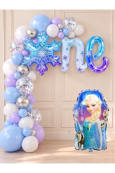 ALYA PARTY 1: "The Land of Snow" Themed "One" Balloon Birthday Decoration Set...