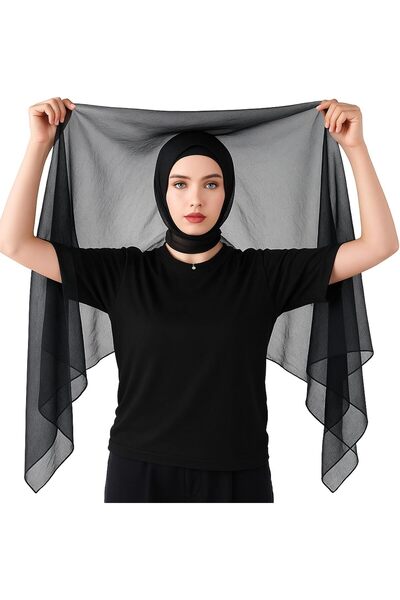 Generic Instant Chiffon Hijab with Built in Magnet and Sewn Undercap Head Wra...