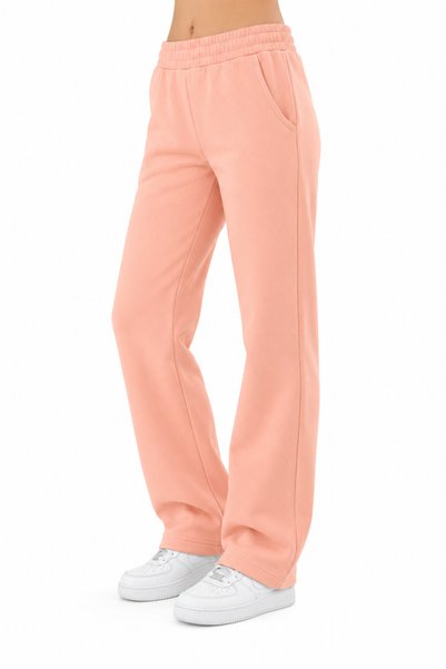 TRENDHİLL Women's Cotton Fabric Relaxed-Fit Wide-Leg Sweatpants, Salmon-111