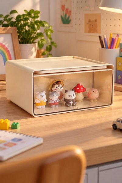 Binbirreyon صندوق عرض ألعاب بتصميم درج، مع مساحة تخزين، صندوق عرض عميق، الأبع...