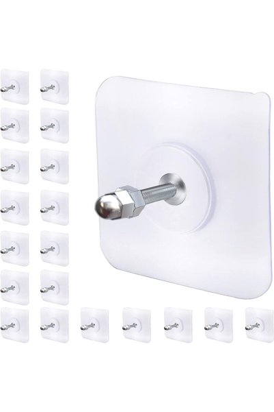 Generic Adhesive Hooks Heavy Duty, Wall Hooks for Hanging,20 Pack Transparent...